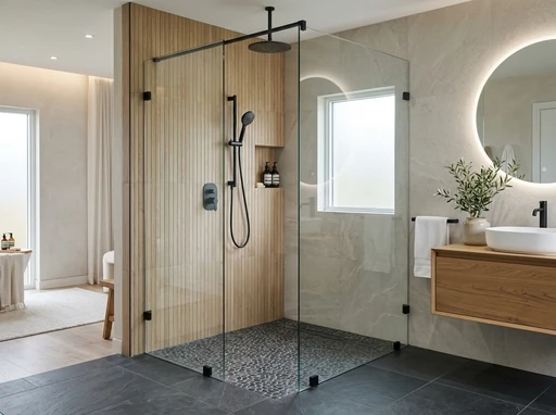 Partisi Kamar Mandi Kaca Frameless